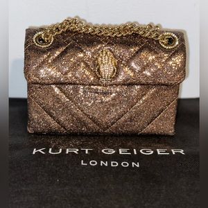 NWT KURT GEIGER LONDON Brown Lurex Mini Kensington Crossbody Bag